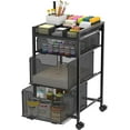 thumbnail image 1 of Rolling Utility Cart with 3 Drawers, Craft Organizer and Storage with DIY Divider, Lockable Wheels, Multi-Functional Storage for Art Supplies, Store for Brushes & Paints & Artifacts Small Parts, 1 of 9