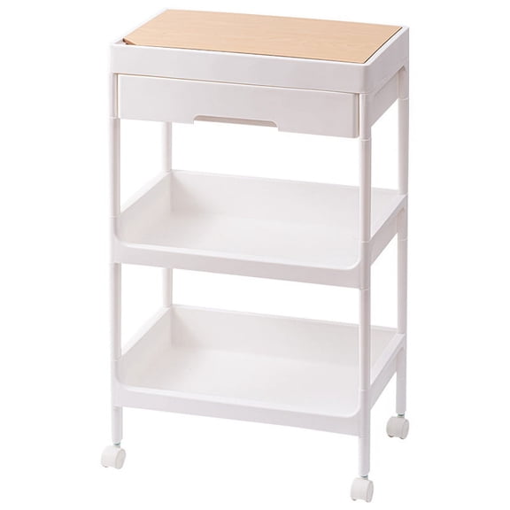 Rolling Utility Cart, Kitchen Cart with Lockable Wheels, Movable Storage Basket Shelves, Multi-Functional Storage Trolley for Office, Living Room, Kitchen (pXK4c7-12)