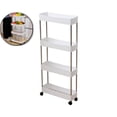 thumbnail image 1 of Rolling Utility Cart, Mobile Multi-Functional Storage Rack Cart with Wheels for Kitchen, Bathroom, Laundry Room Narrow Place, Plastic and Stainless Steel, 1 of 5