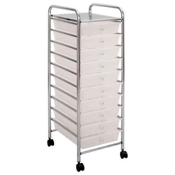 Rolling Utility Organizer Storage Cart, for Home Office, School, Classroom, Scrapbook, , , 10 Drawer, Frost White