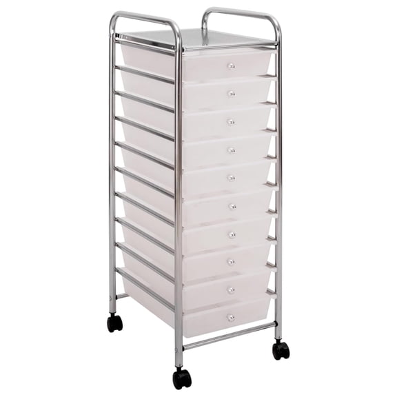 Rolling Utility Organizer Storage Cart, for Home Office, School, Classroom, Scrapbook, , , 10 Drawer, Frost White