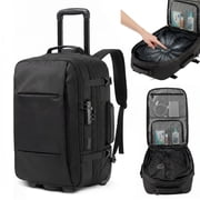 Rolling Vacuum Backpack Travel,New Upgrade 70L Carry-On Backpack with Wheels,One-Button Vacuum Compression System, Built-In Electric Pump, TSA Lock, Expandable for Travel Business