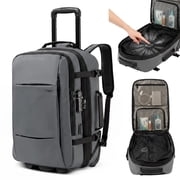 Fegat Rolling Vacuum Backpack Travel,New Upgrade 70L Carry-On Backpack with Wheels,One-Button Vacuum Compression System, Built-In Electric Pump, TSA Lock, Expan