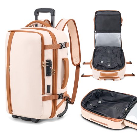 Rolling Vacuum Backpack Travel,New Upgrade 70L Carry-On Backpack with Wheels,One-Button Vacuum Compression System, Built-In Electric Pump, TSA Lock, Expandable for Travel Business