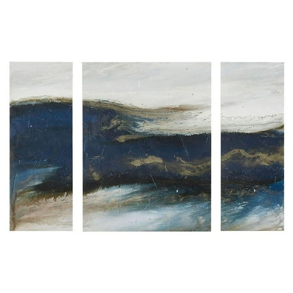 Rolling Waves Gel Coated Canvas-Set of Three Blue
