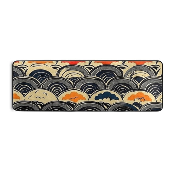Rolling Waves and Clouds Runner Rug for Hallways Kitchen Non Slip 2'x 6' Washable Hall Carpet for Bedroom Entryway Laundry Room