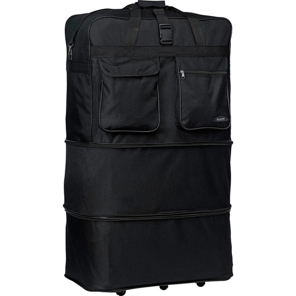 Rolling Wheeled Duffle Bag Spinner Suitcase Luggage Expandable (36 Inch, Black)