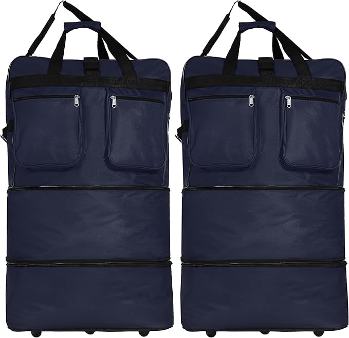 Rolling Wheeled Duffle Bag Spinner Suitcase Luggage Expandable -40 Inch (Pack of 2)