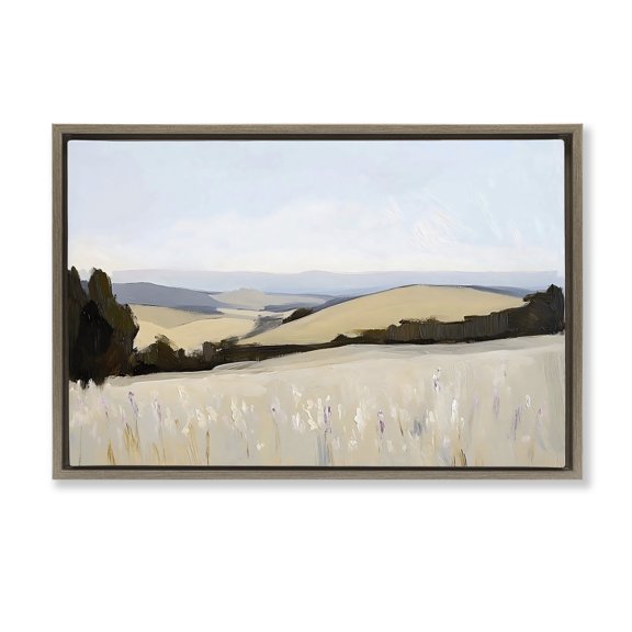 Stupell Industries Rolling White Fields Brown Framed Floater Canvas Wall Art, design by Franklyn Gregory