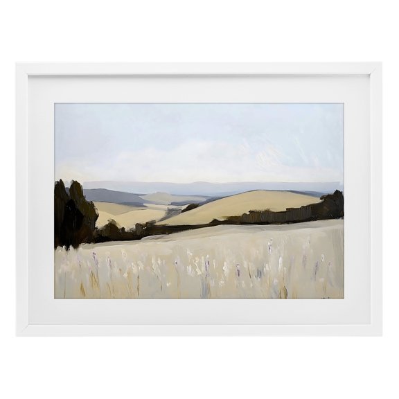 Stupell Industries Rolling White Fields White Framed Print Under Glass, design by Franklyn Gregory