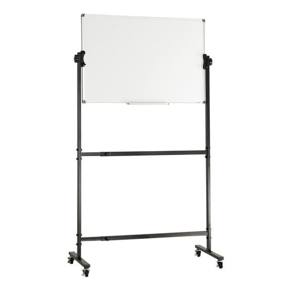 Rolling Whiteboard, 36x24 Inch Double-Sided Mobile Dry Erase Board, Adjustable Height with Wheels, Magnetic, for Office School Home