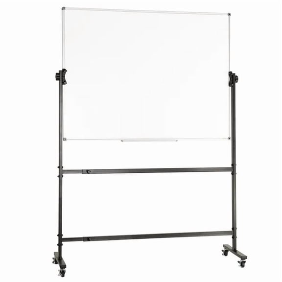 Rolling Whiteboard, Double-Sided Magnetic Mobile Whiteboard, Reversible Adjustable Height Dry Erase Board with Wheels & Movable Tray