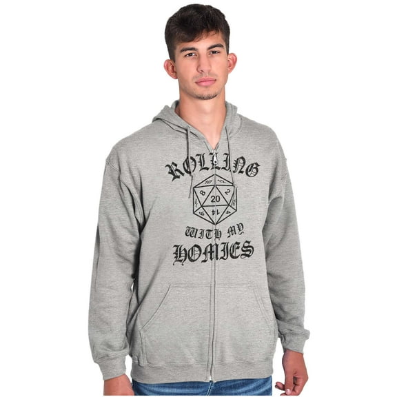 Rolling With My Homies Dungeon Game Zip Up Hoodie Men's Women's Brisco Brands S