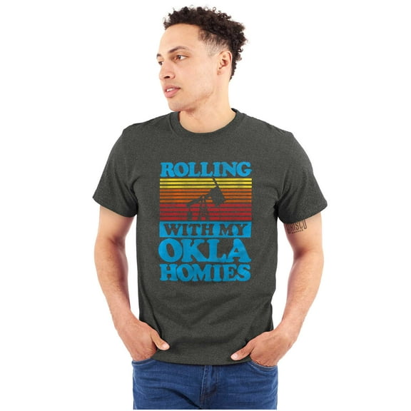 Rolling With My Homies Oklahoma Pun Men's Graphic T Shirt Tees Brisco Brands L