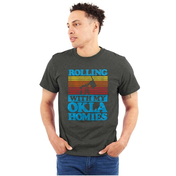 Rolling With My Homies Oklahoma Pun Plus Size Crewneck Graphic Tee Shirt Brisco Brands 2X