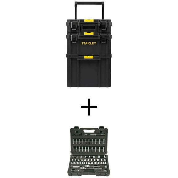 Rolling Workshop Tower with 1/4 in. and 3/8 in. Socket Set (85-Peices)