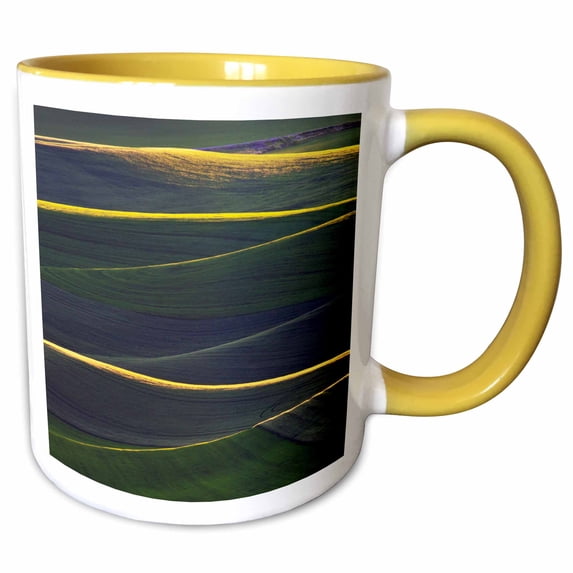 Rolling hills covered by wheat fields - Washington State, USA 11oz Two-Tone Yellow Mug mug-207917-8