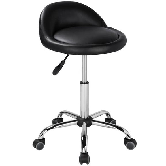 Rolling officer chair, Pu Leather Height Adjustable Officer Chair Swivel Drafting Work Spa Stool for Home Office , Black