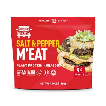 Rollingreens Plant-Based Ground Salt & Pepper Me'eat, 4.5 oz Pouch, 1 Count