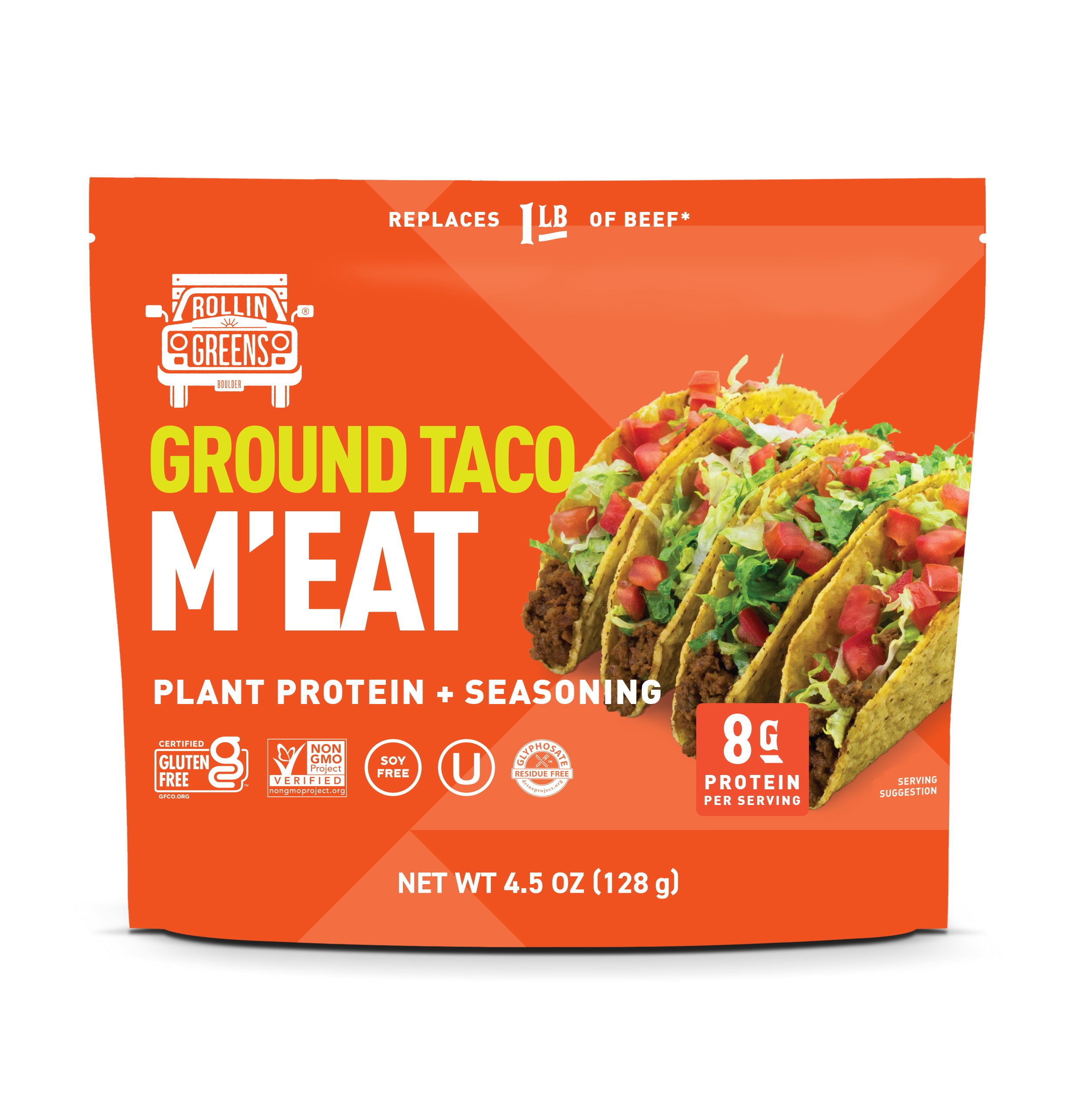 Rollingreens Plant-Based Ground Taco Protein 4.5 oz Pouch, 1 Count
