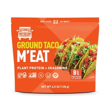 Rollingreens Plant-Based Ground Taco Me'eat 4.5 oz Pouch, 1 Count