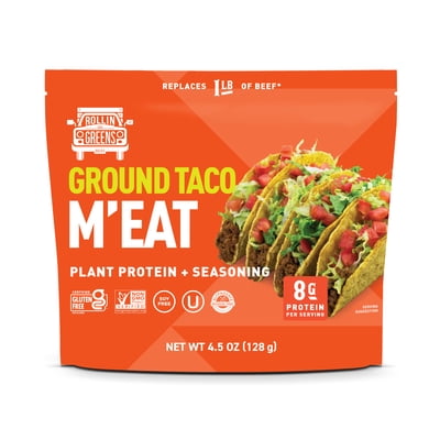 Rollingreens Plant-Based Ground Taco Protein 4.5 oz Pouch, 1 Count