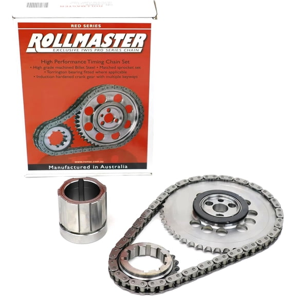 Rollmaster CS10010 Single Roller Timing Chain Set | Fits LS7 LS9 & Dry Sump LS3 Engines | Premium Billet Sprockets & True Roller Chain (No Bolts)