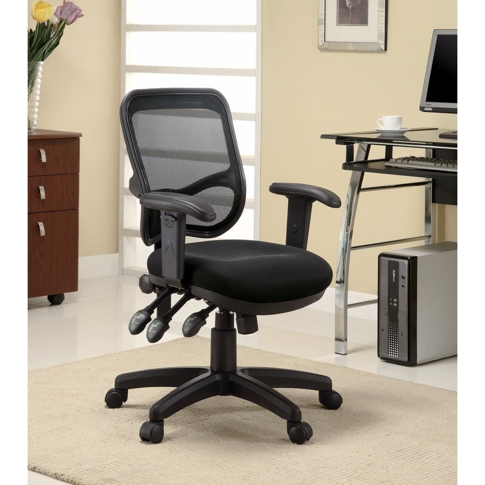 Black Mesh and Fabric High Back Swivel Office Chair