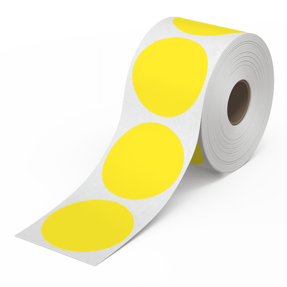 Rollo Circle Thermal Labels 2"x2" Roll of 1,000 Round Direct Thermal Sticker Labels (Yellow