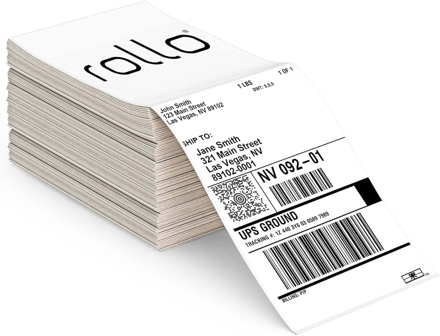 Rollo Direct Thermal Shipping Labels - Genuine 4x6 Thermal Rollo Labels Fanfold - Perforated and Strong Adhesive (500 Pack)