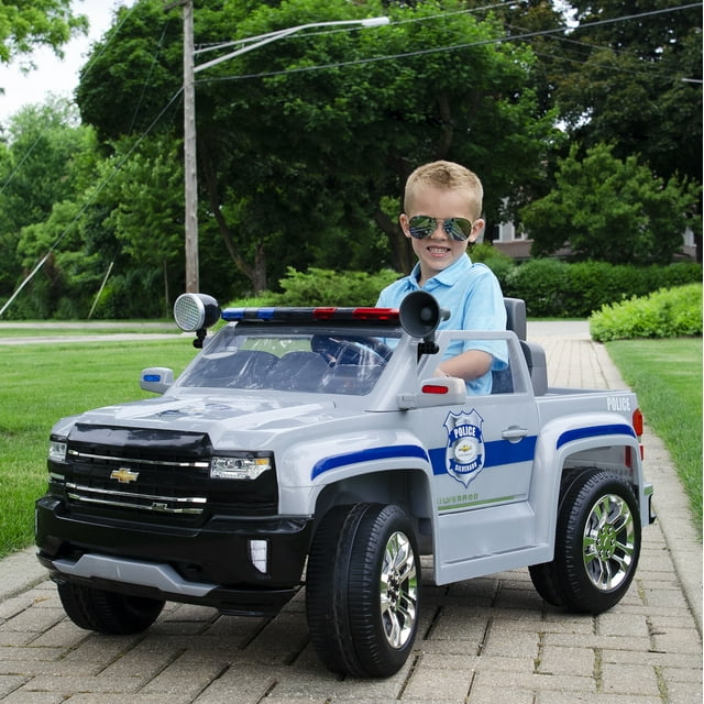 Rollplay 6 Volt Chevy Silverado Police Truck Ride On Toy, Battery