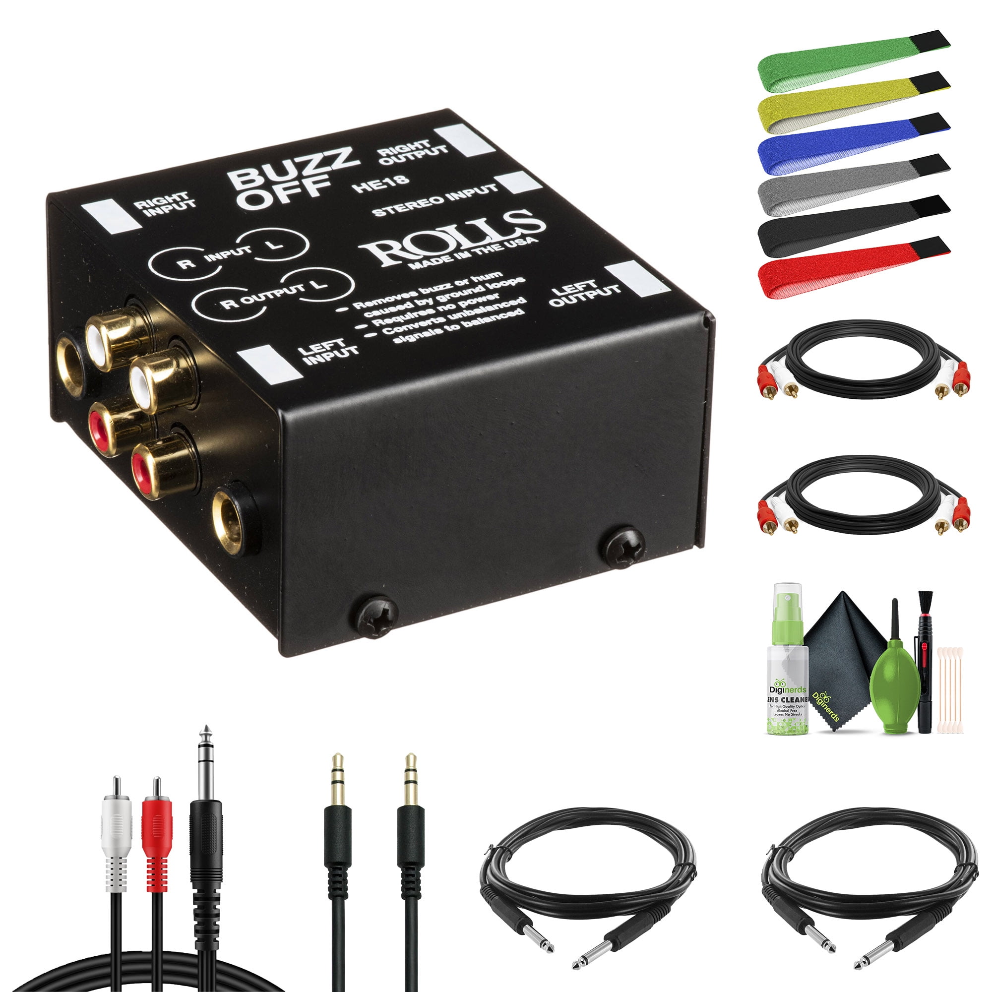 Hum Cable Rolls HE18 Two-Channel Audio Hum Eliminator and Buzz Remover Bundle ...