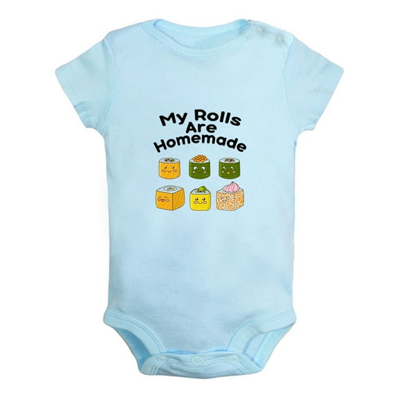 My Rolls Are Homemade Funny Rompers For Babies, Newborn Baby Unisex Bodysuits, Infant Jumpsuits, Toddler 0-12 Months Kids One-Piece Oufits (Blue, 6-12 Months)