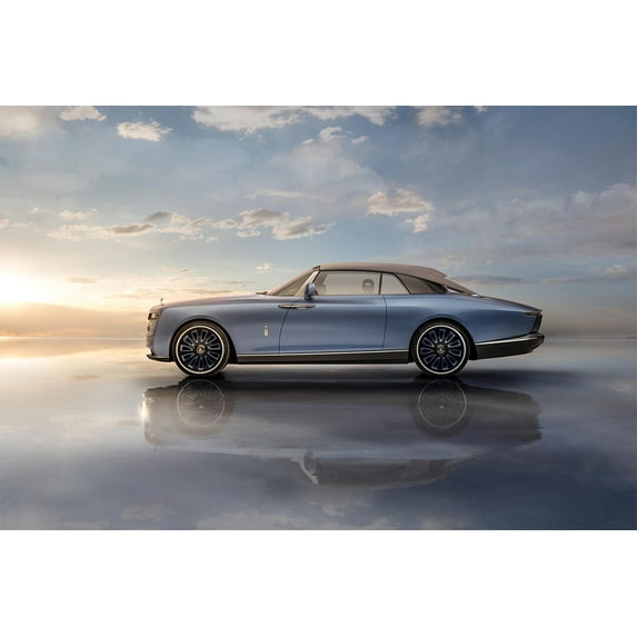 Rolls-Royce Boat Tail Under Cloudy Sky Car Art Home Decor - 12x18 Inch Laminated Poster - Stunning Detail and Bold Colors