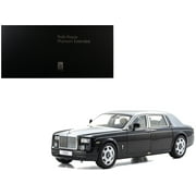 Rolls Royce Phantom EWB Extended Wheelbase Black and Silver Metallic 1/18 Diecast Model Car by Kyosho