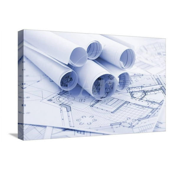 Rolls of Architecture Blueprints, Stretched Canvas Wall Art by Vladimir Sold by Art.Com