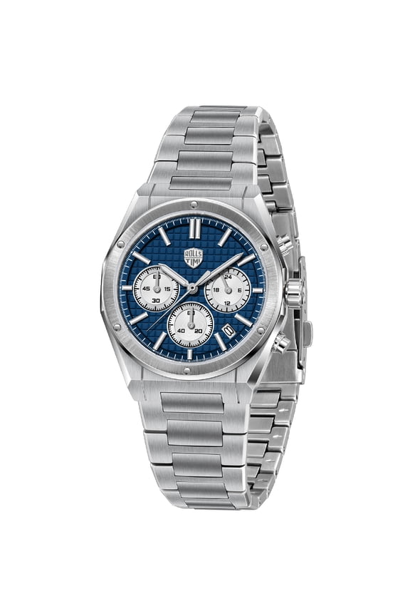 Chronograph Men's Watch 39MM Stainless Steel Sports Wrist Watch for Men, TMI VK63A Movement, Synthetic Sapphire Dial Glass RT7934