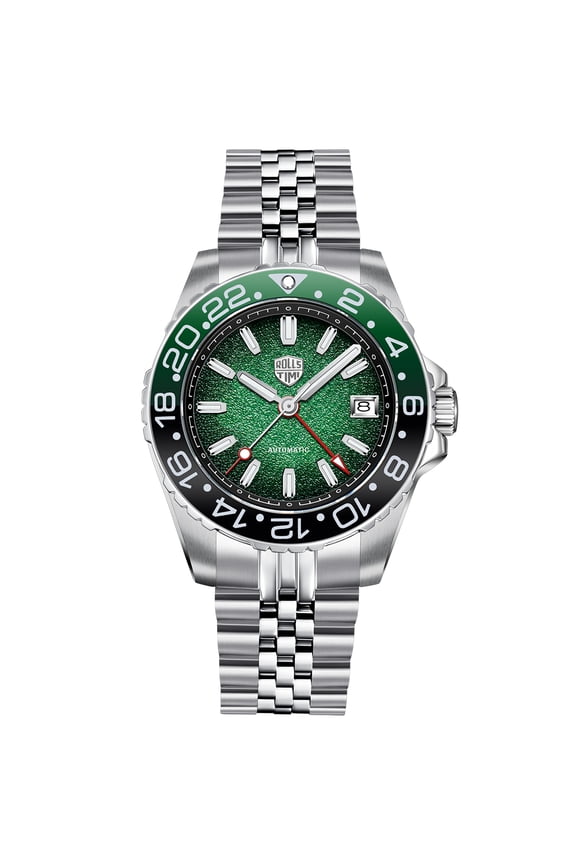 GMT Men's Watches NH34 Stainless Steel 100M Waterproof Analog Wristwatch for Men with Jubilee, Synthetic Sapphire Dial Glass RT7935