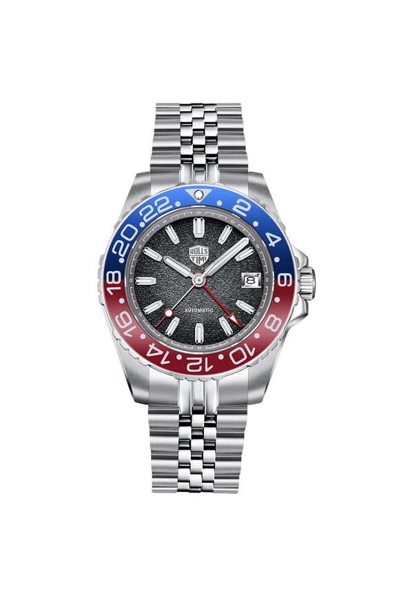 GMT Men's Watches NH34 Stainless Steel 100M Waterproof Analog Wristwatch for Men with Jubilee, Synthetic Sapphire Dial Glass RT7935
