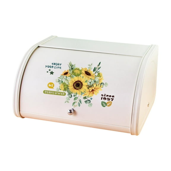 Rolltop Bread Box Farmhouse Large Capacity Organization Iron Bread Box Bread Bin Holder for Bakery Pantry Farmhouse Cookies None