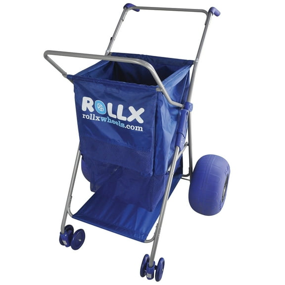 Rollx Big Balloon Wheel Foldable Beach Cart Storage Wagon for Sand, with 13-In. Beach Tires, Blue, RLX1-1107
