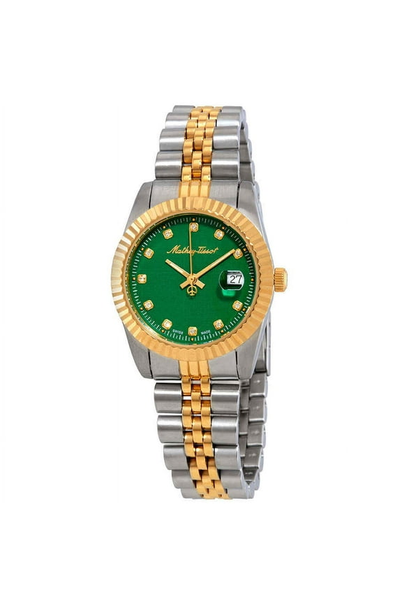 Rolly III Crystal Green Dial Ladies Watch D810BV