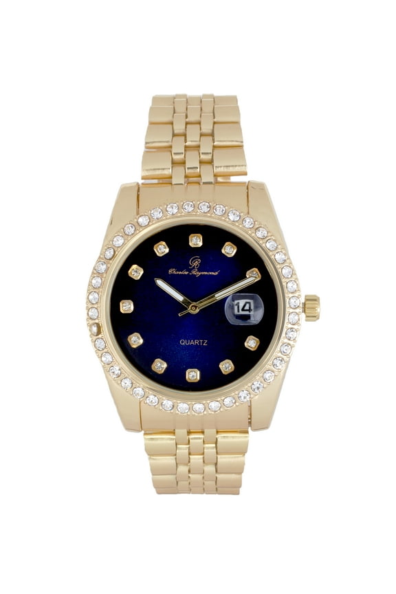 Rolly Look Bling'ed Out to Shoot for The Stars Dial - Designed for Kings w/Hard Hitter Big Demeanors! Stand Out w/This Diamond Iced Eye-Catching Dial Timepiece - ST10355