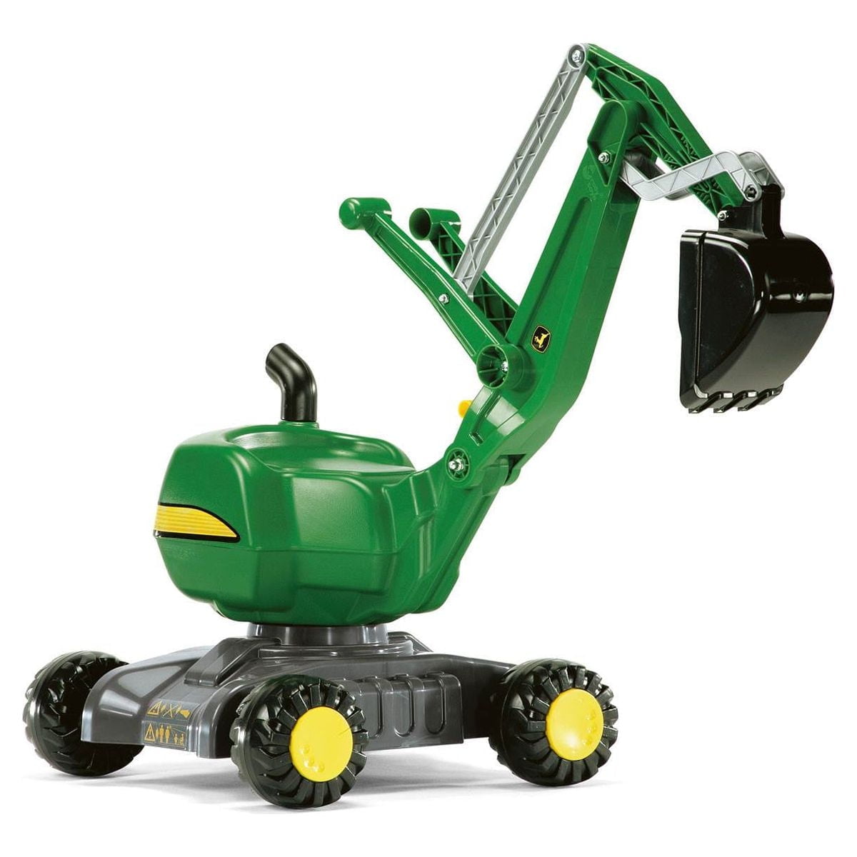 Green Resin Ride-On Excavator with 360-Degree Shovel