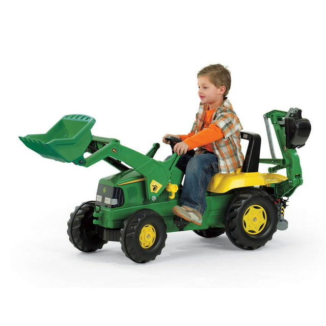 Rolly Toys John Deere Ride On Pedal Powered Tractor Loader with Working Backhoe