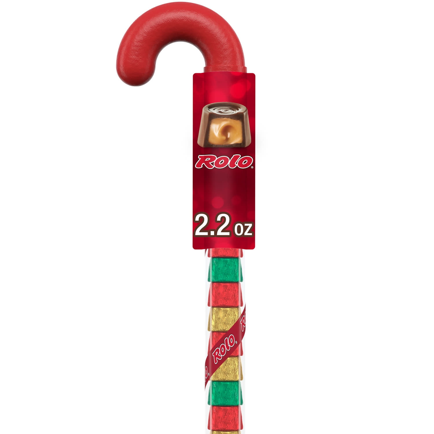 Rolo Rich Chocolate Caramels Christmas Candy, Plastic Cane 2.2 oz ...