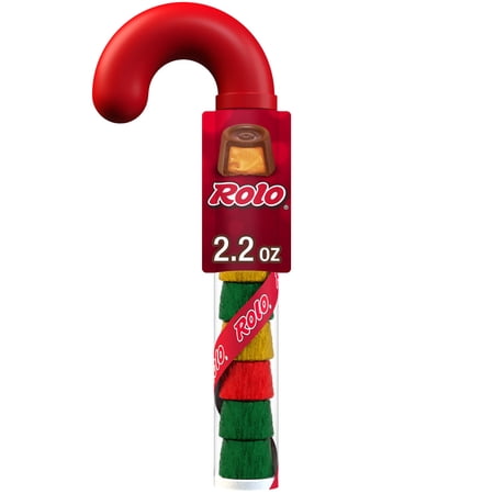 ROLO® Rich Chocolate Caramels, Christmas Candy Plastic Cane, 2.2 oz