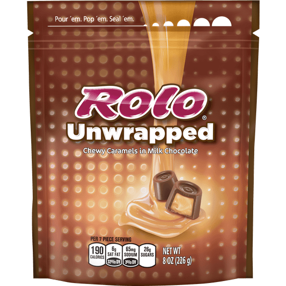 Rolo Unwrapped Chewy Caramels in Milk Chocolate, 8 Oz.