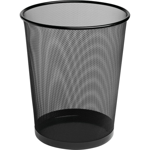 Rolodex 22351 Steel Round Mesh Trash Can, 4.5 gal, Black