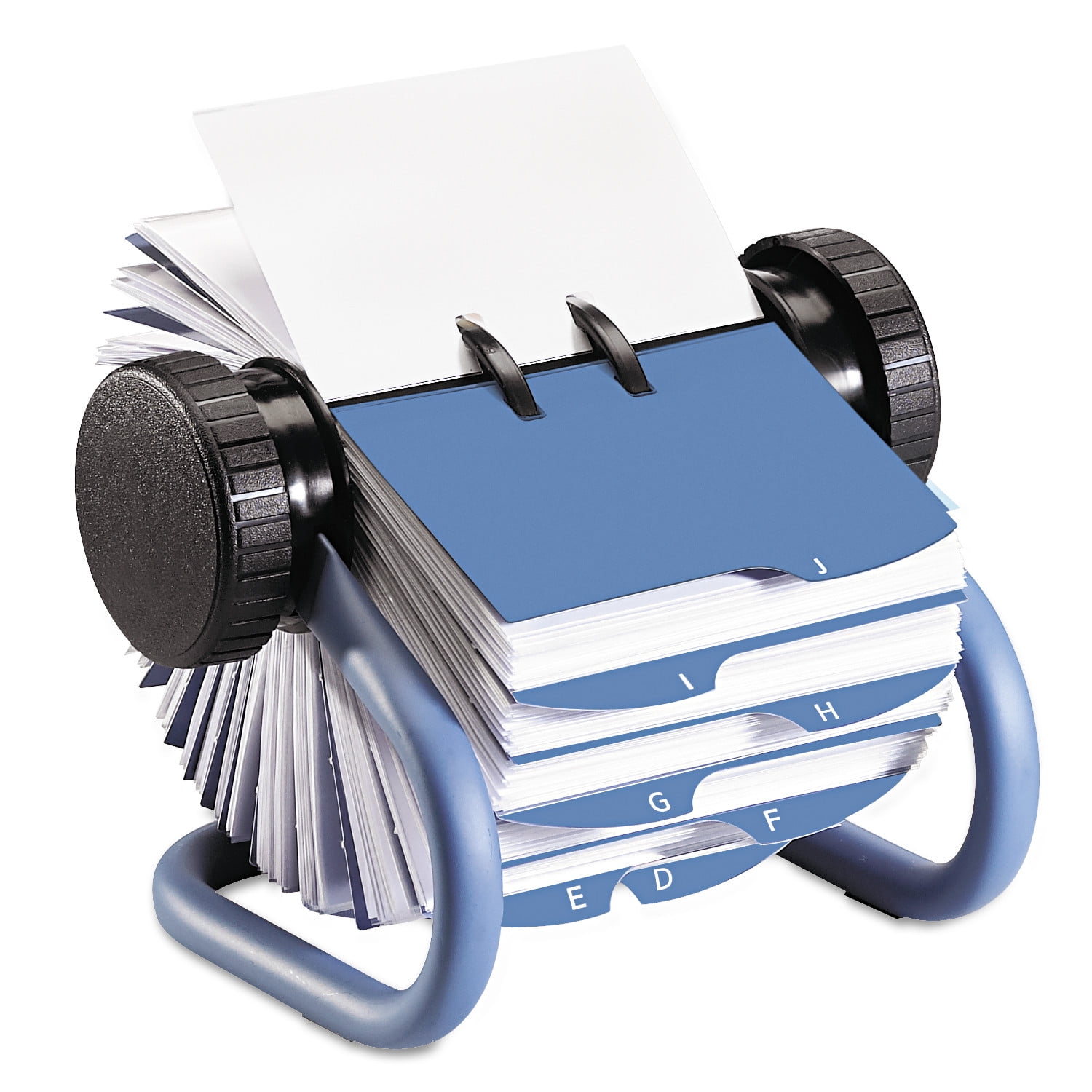 Rolodex Colored Open Rotary Business Card File with 24 Guides, Blue